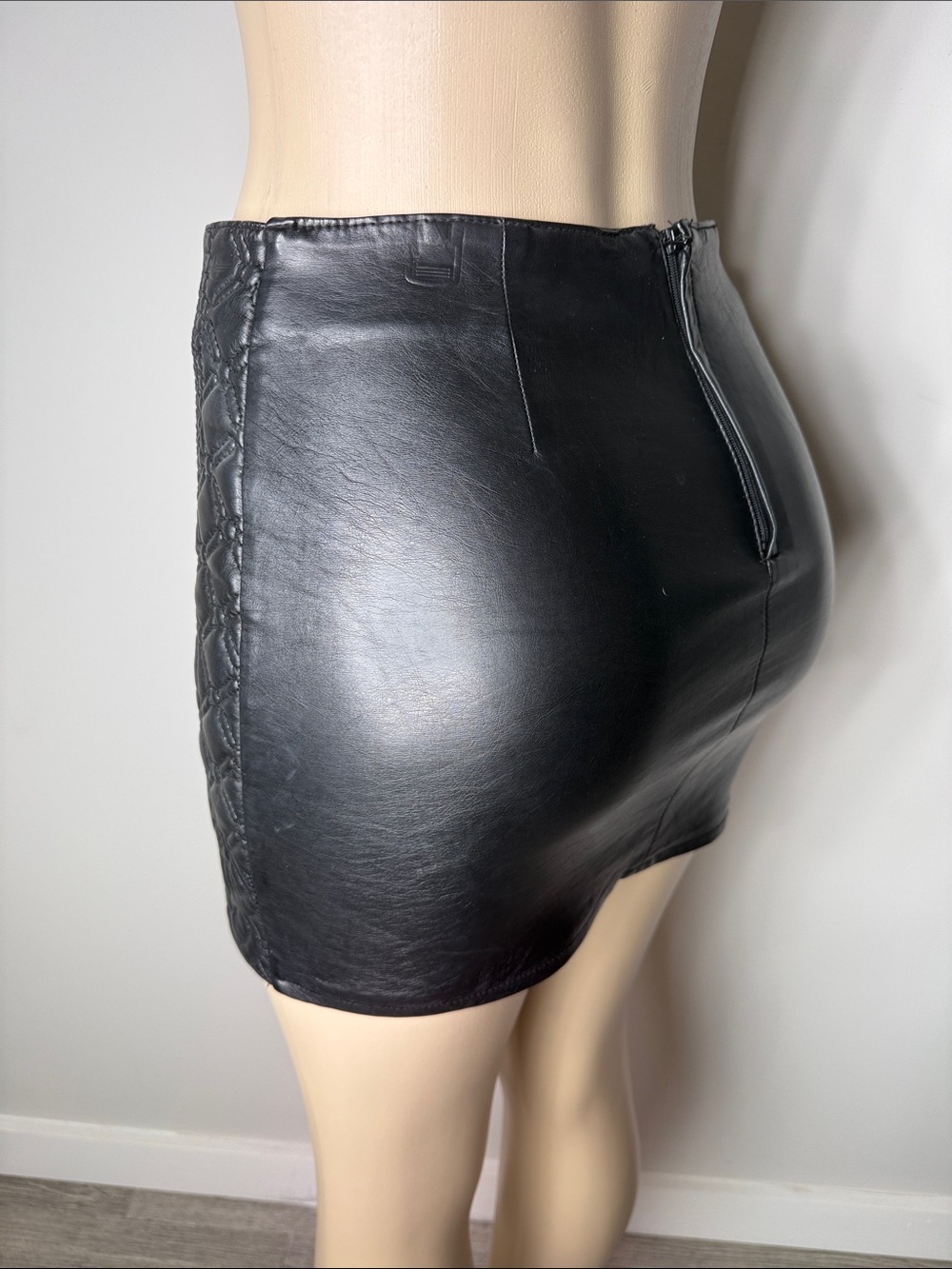 Divided Black Quilted Paisley-Embossed Faux Leather Mini Skirt - Picture 5 of 7